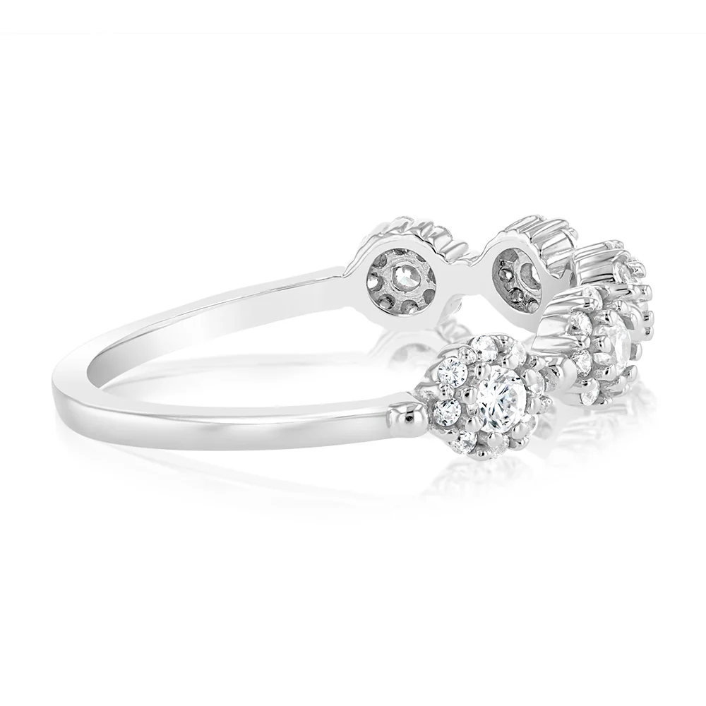 Sterling Silver Rhodium Plated White Cubic Zirconia Fancy Ring - Image 2