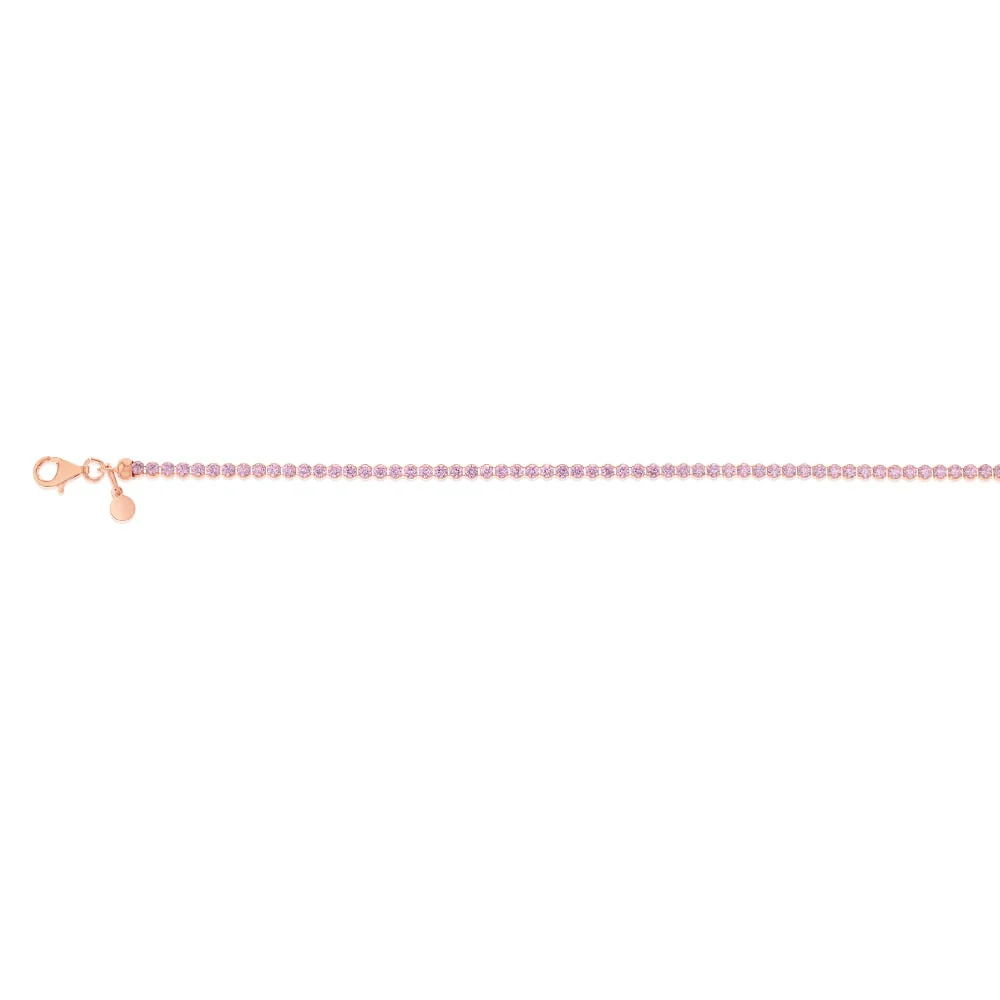 Sterling Silver Rose Gold Plated Fancy 19cm Tennis Bracelet - Image 2