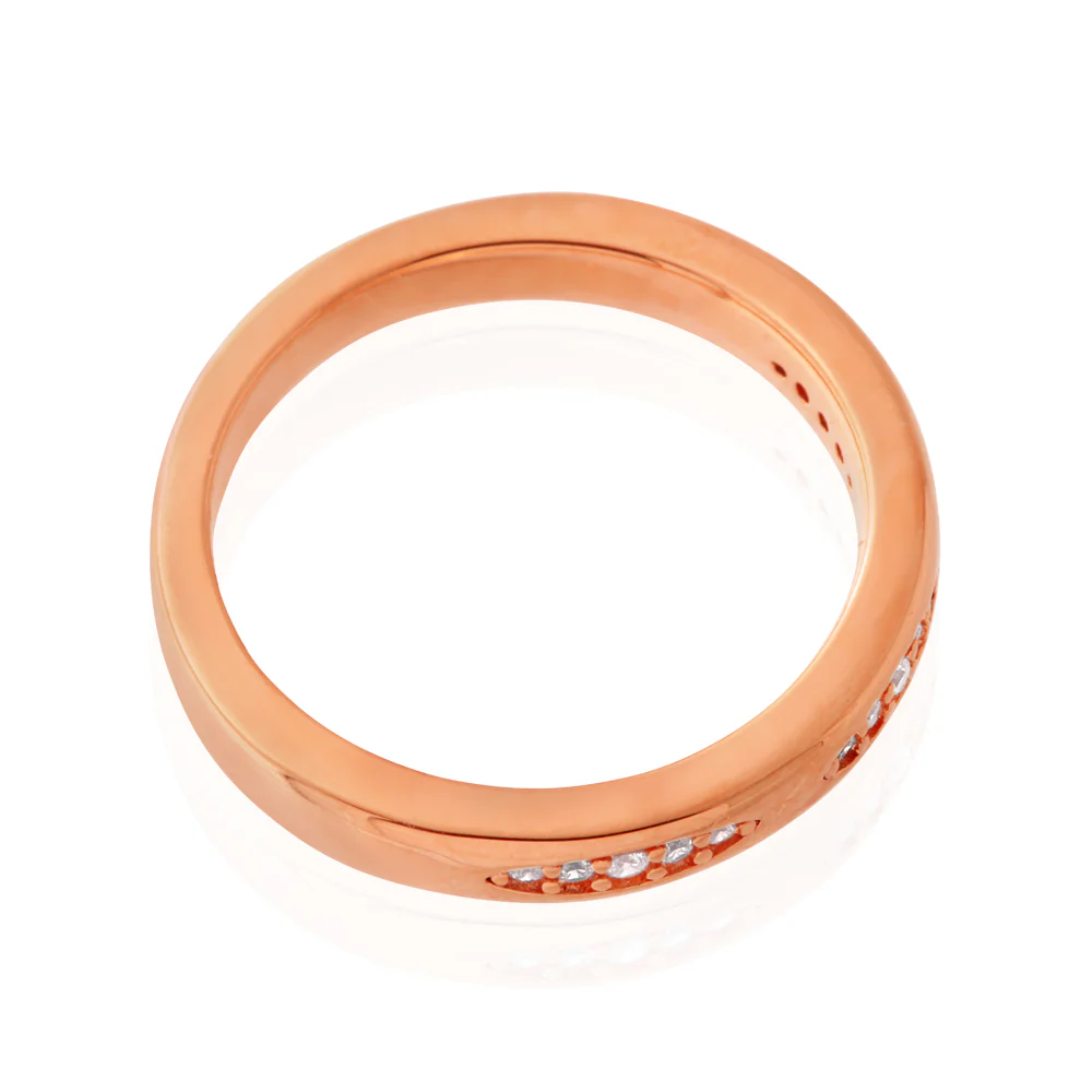 Sterling Silver Rose Plated Zirconia Claw Set Fancy Band - Image 2