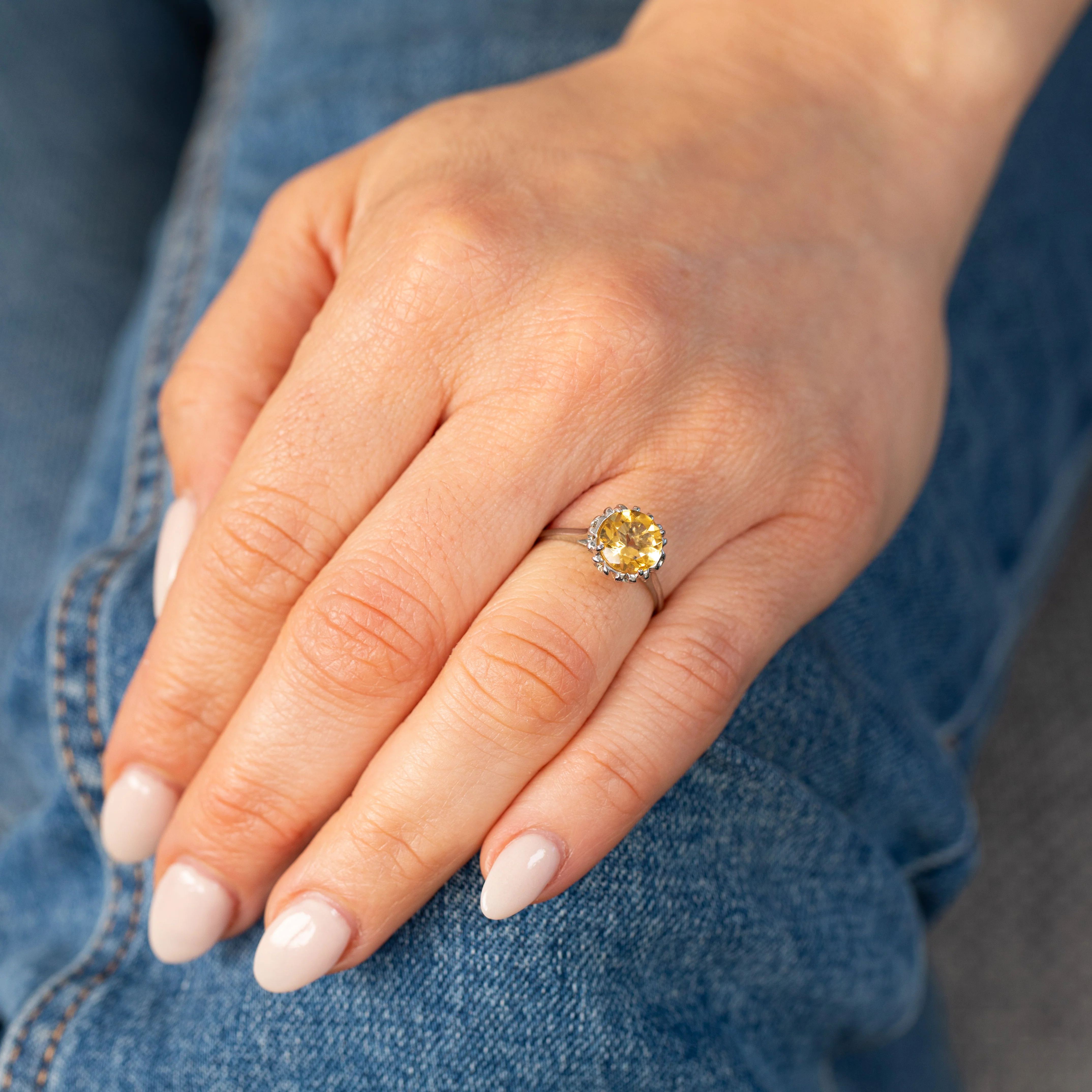 Sterling Silver Round Citrine Fancy Ring - Image 3