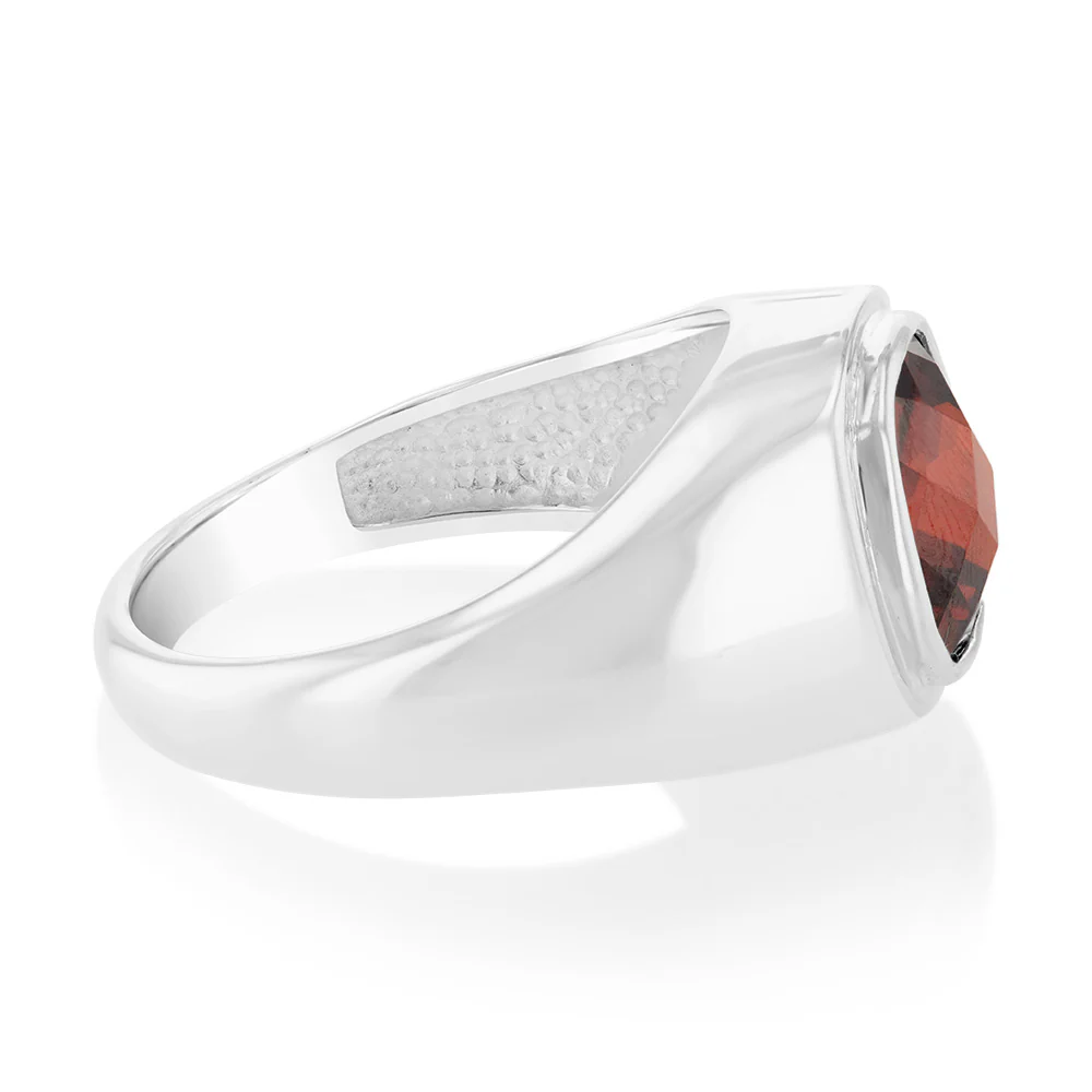 Sterling Silver Round Garnet Zirconia Ring - Image 2