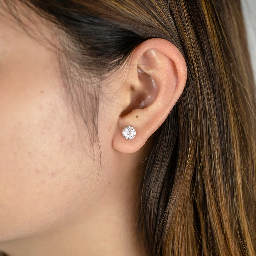 Sterling Silver Round Zirconia Stud Earrings - Image 2