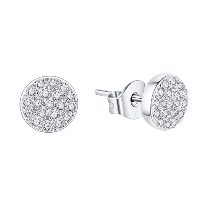 Sterling Silver Round Zirconia Stud Earrings