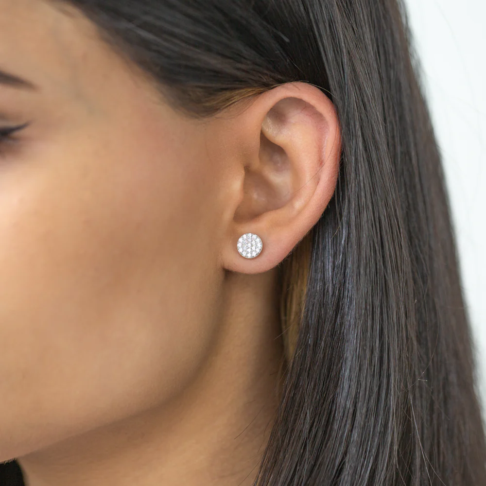 Sterling Silver Round Zirconia Stud Earrings - Image 2