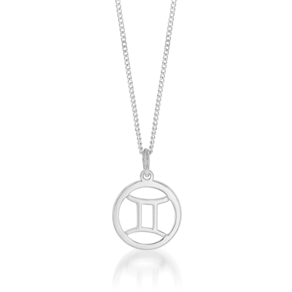 Sterling Silver Round Zodiac/Star Sign Gemini Pendant