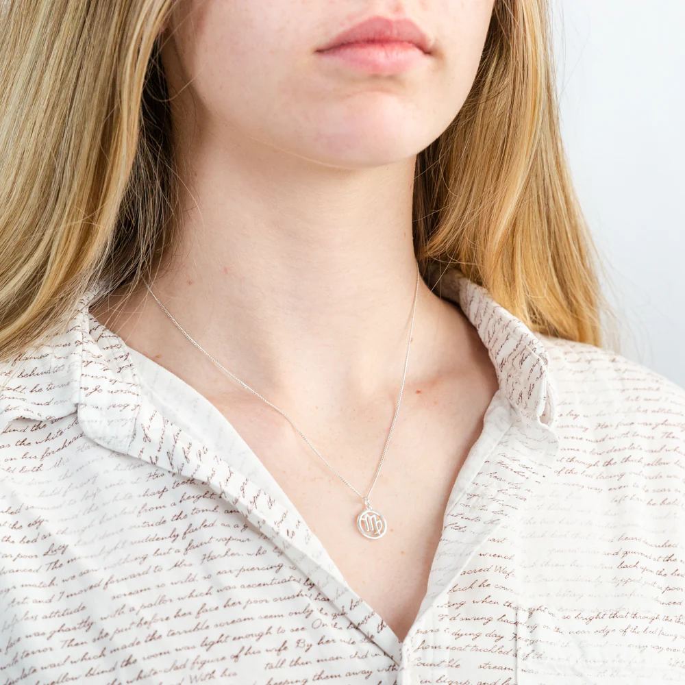 Sterling Silver Round Zodiac/Star Sign Virgo Pendant - Image 2