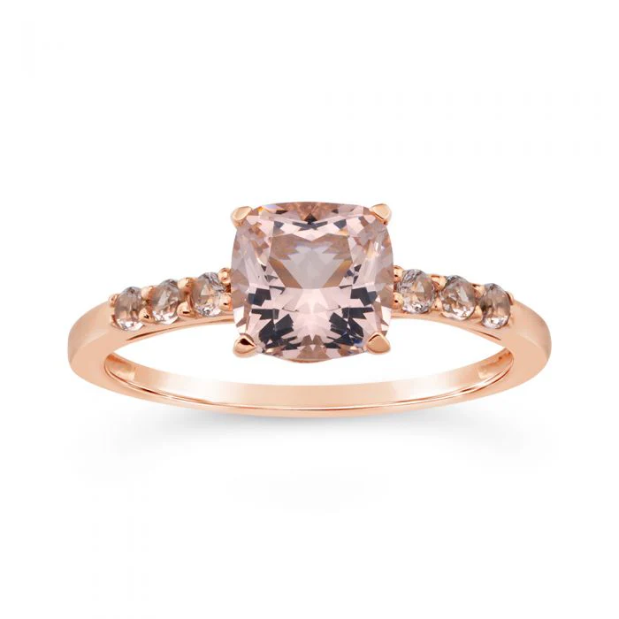 Sterling Silver Simulated Morganite and Zirconia Ring