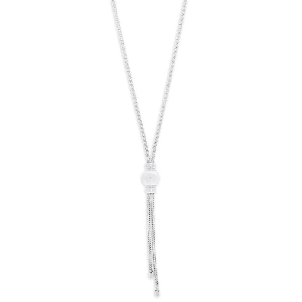 Sterling Silver Simulated Pearl Fancy Mesh Y-Chain 48cm