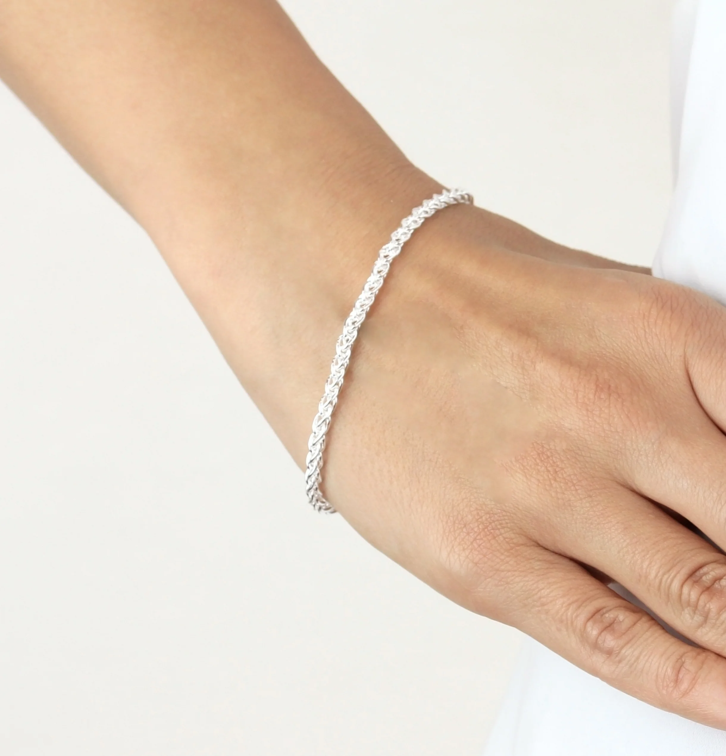 Sterling Silver Spiga 19cm Plaited Bracelet - Image 2