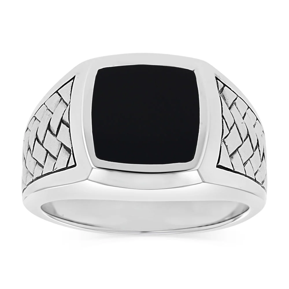 Sterling Silver Square Onyx Signet Ring
