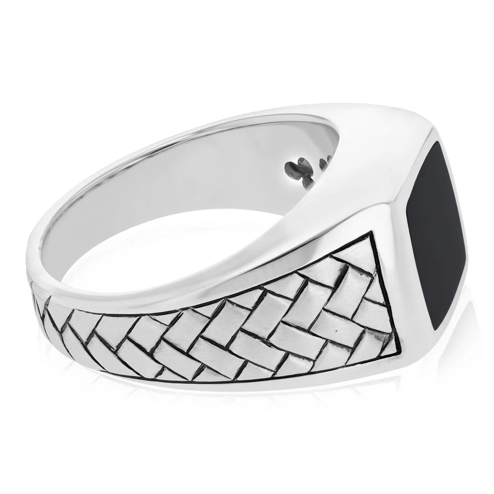 Sterling Silver Square Onyx Signet Ring - Image 2
