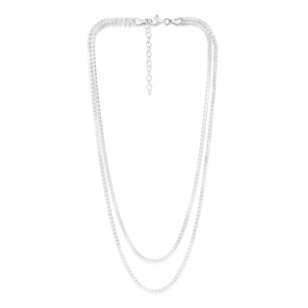 Sterling Silver Stamped Fancy Double Strand 41+5cm Chain
