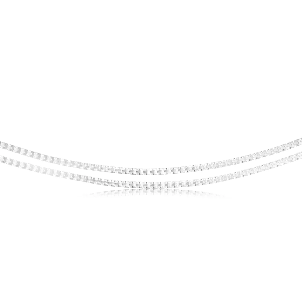 Sterling Silver Stamped Fancy Double Strand 41+5cm Chain - Image 2