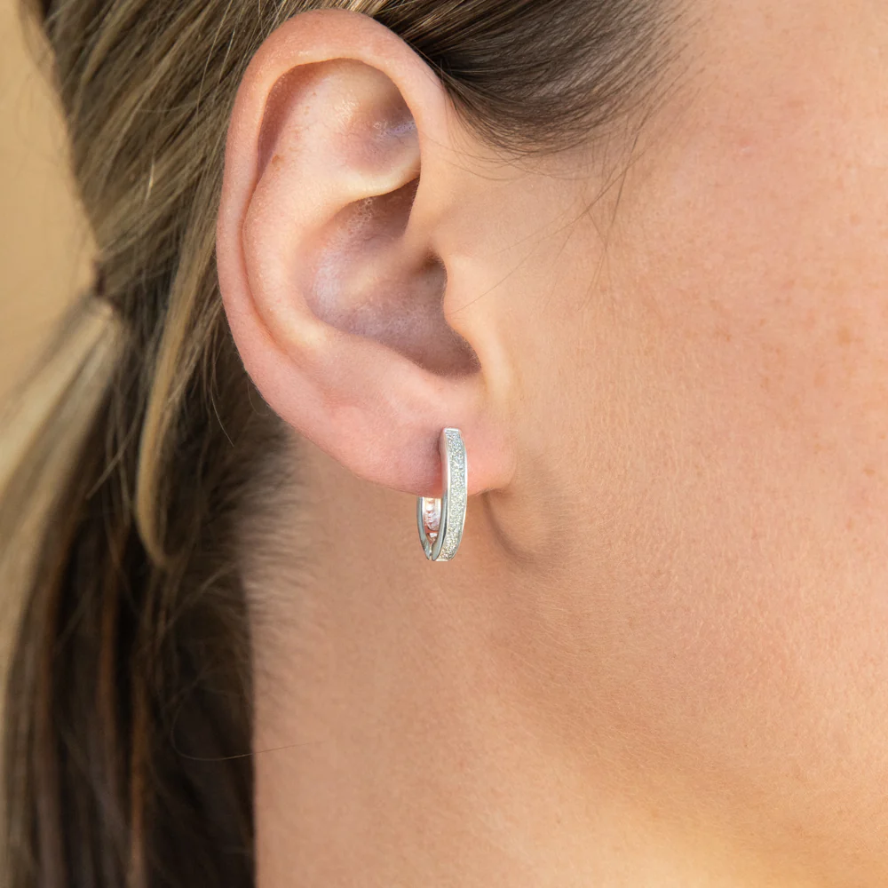 Sterling Silver Stardust Huggie Hoops Earrings - Image 2