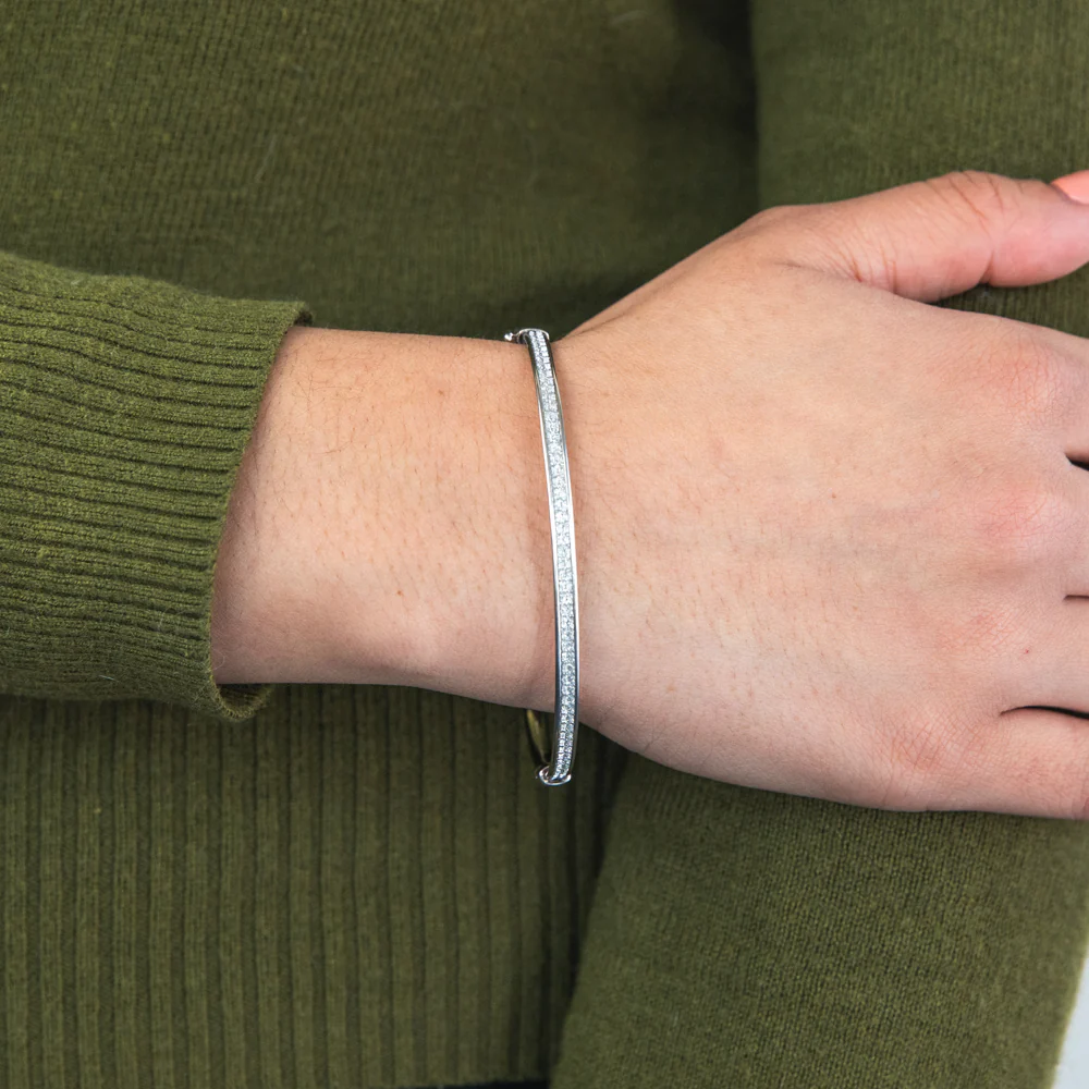 Sterling Silver Stardust on Hinged Bangle - Image 2
