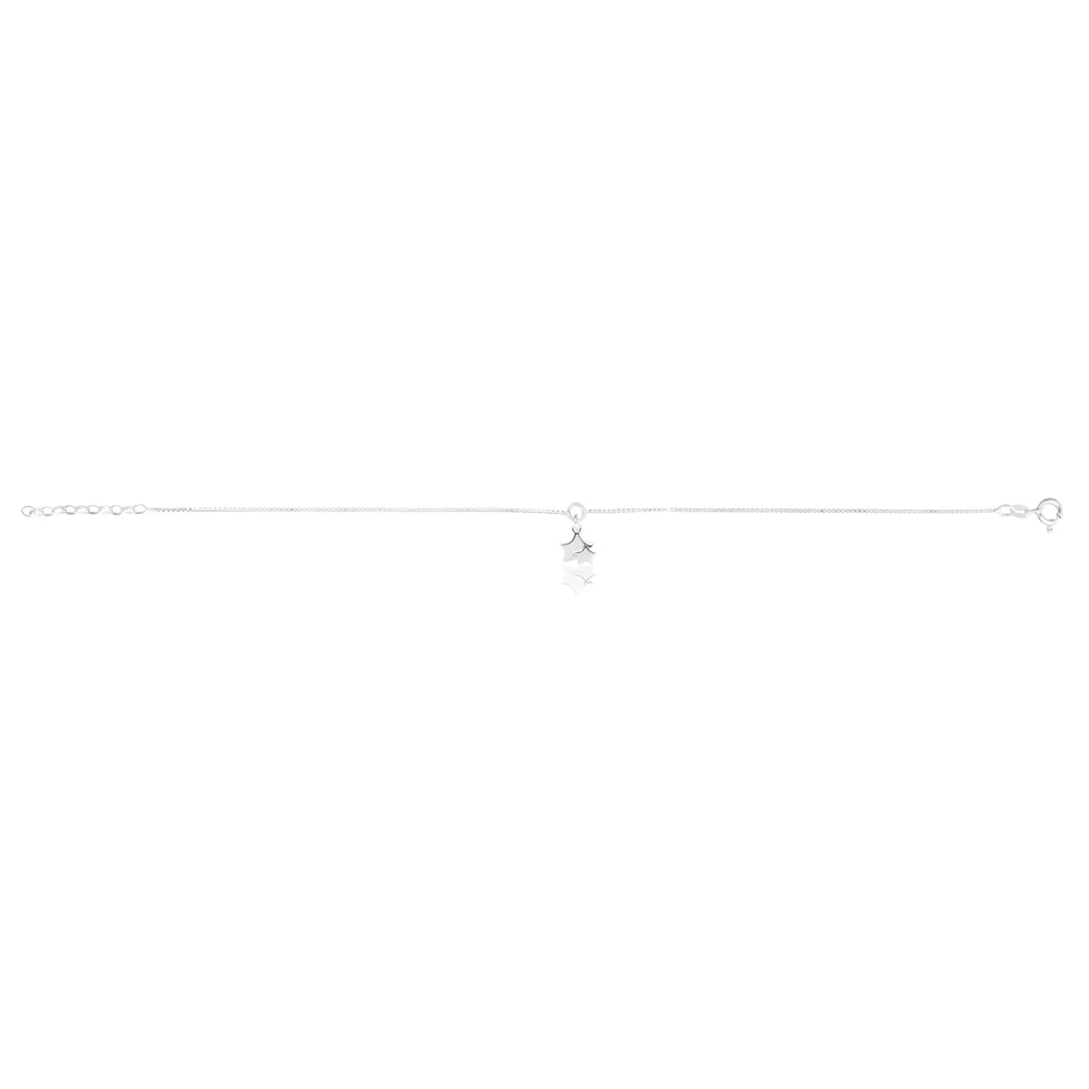 Sterling Silver Stars Charm Anklet 24cm plus 3cm extender - Image 2