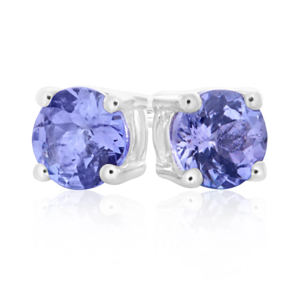 Sterling Silver Tanzanite Stud Earrings - Image 2