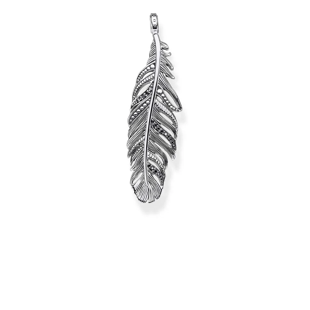 Sterling Silver Thomas Sabo Black Zirconia Falcon Feather Pendant