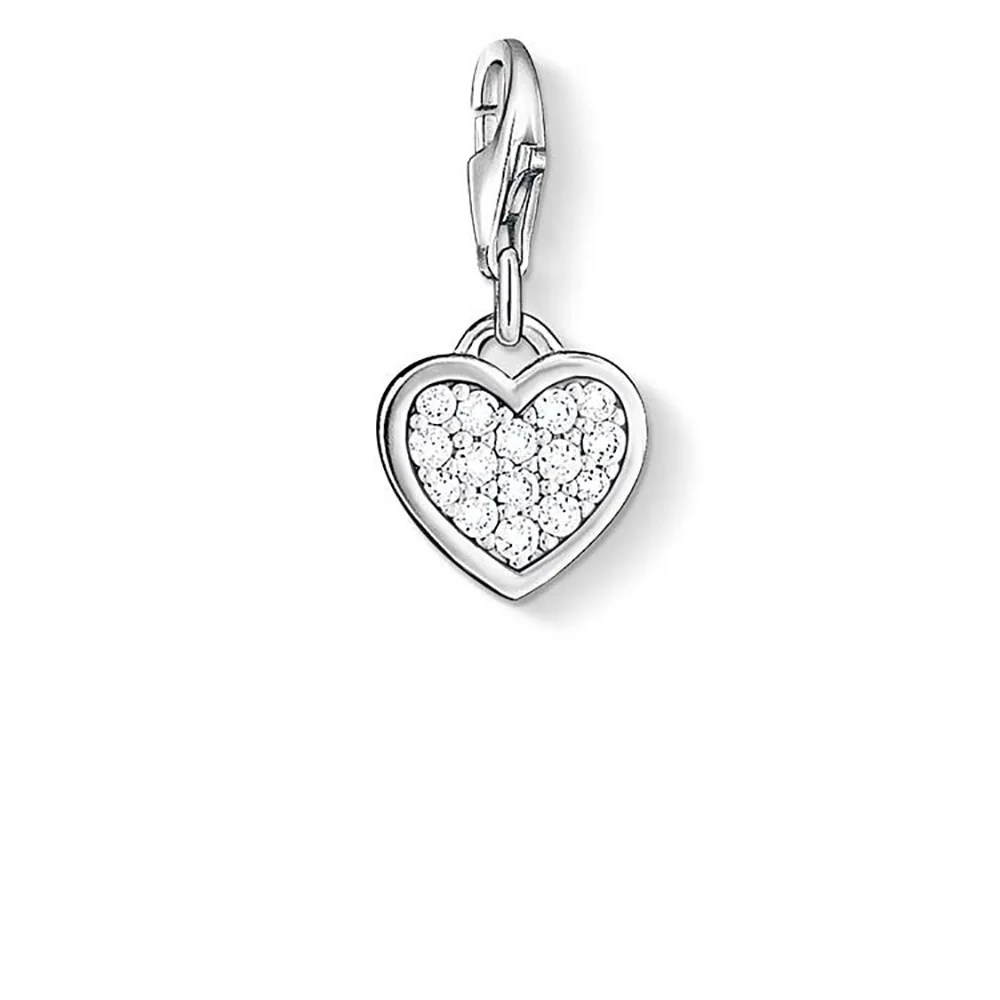 Sterling Silver Thomas Sabo Charm Club Heart Pave Zirconia