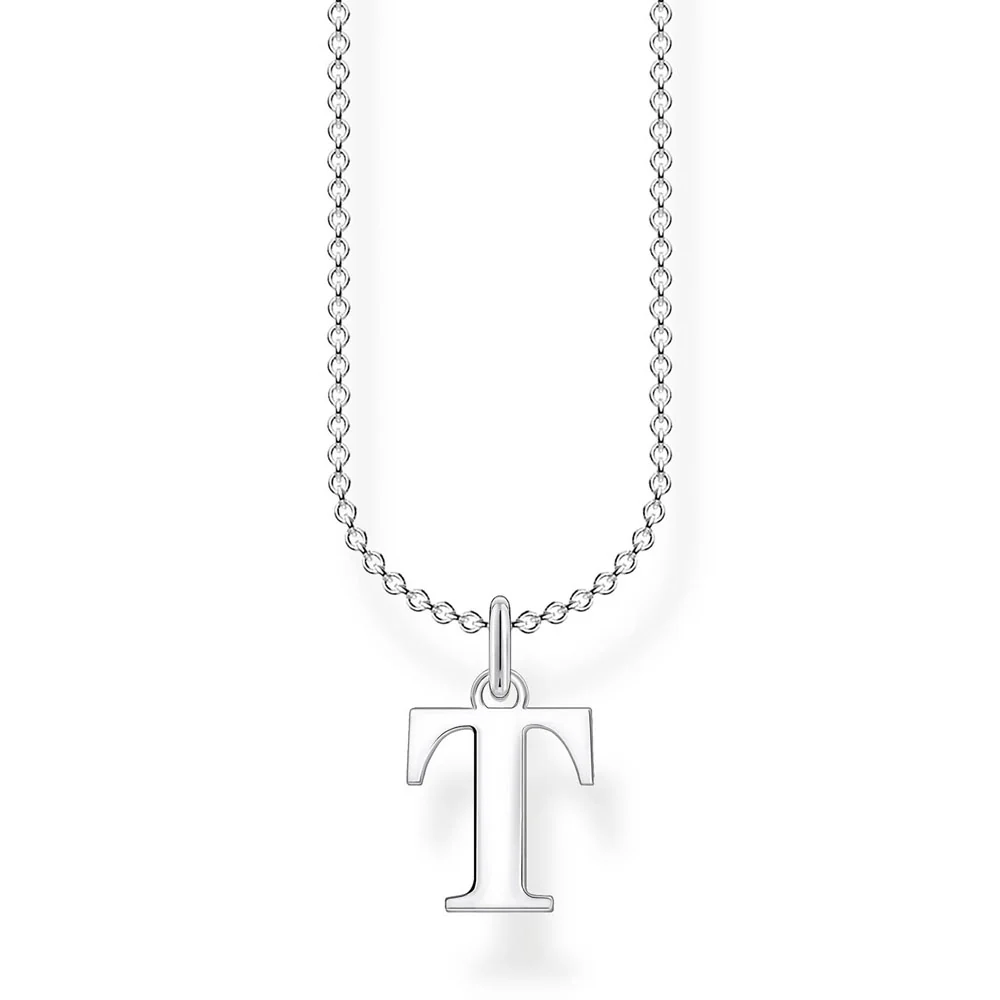 Sterling Silver Thomas Sabo Charm Club Initial T Necklace 38-45cm
