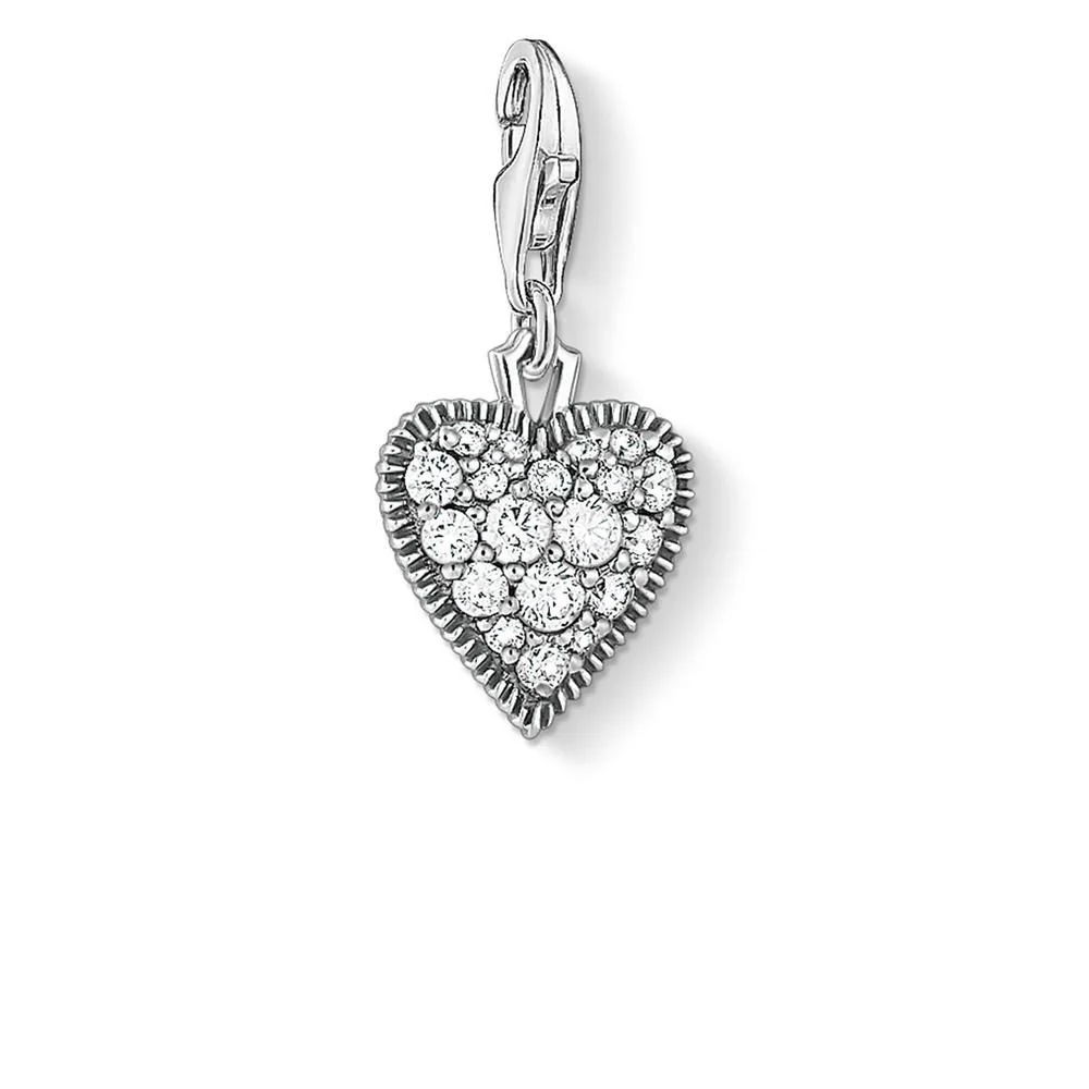 Sterling Silver Thomas Sabo Charm Club Oxidised Zirconia Heart