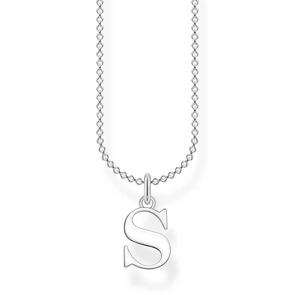 Sterling Silver Thomas Sabo Charm Club "S" Initial Necklace 38-45cm
