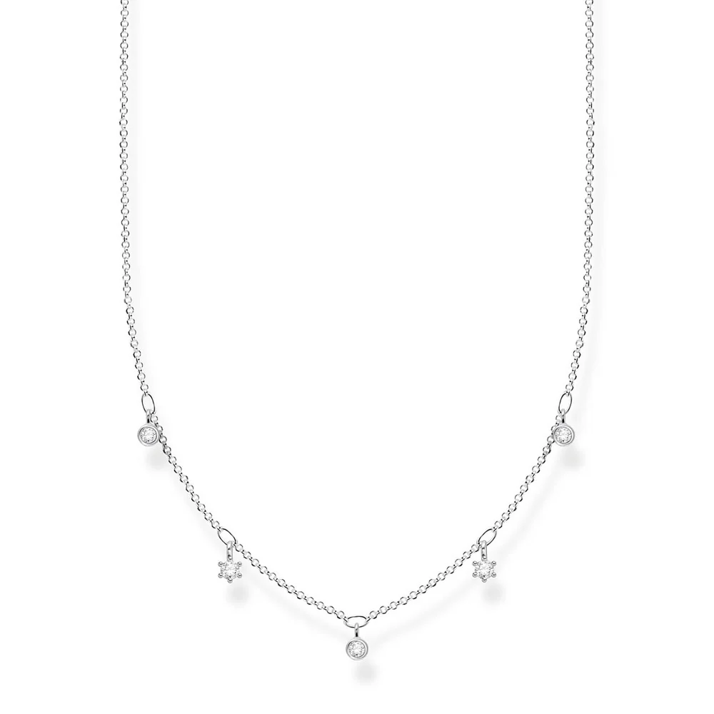 Sterling Silver Thomas Sabo Charm Club Zirconia Necklace 40-45cm