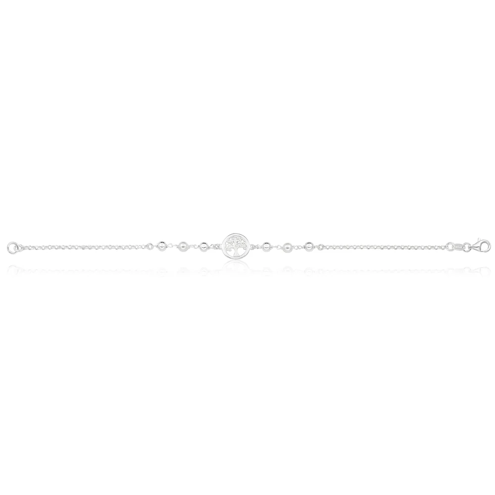 Sterling Silver Tree of Life and Simulated Pearl Fancy Bracelet 19cm - Image 2