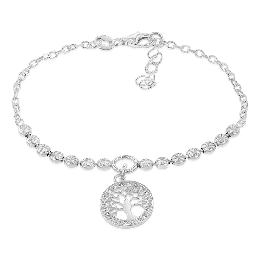 Sterling Silver Tree Of Life Fancy 19cm Bracelet