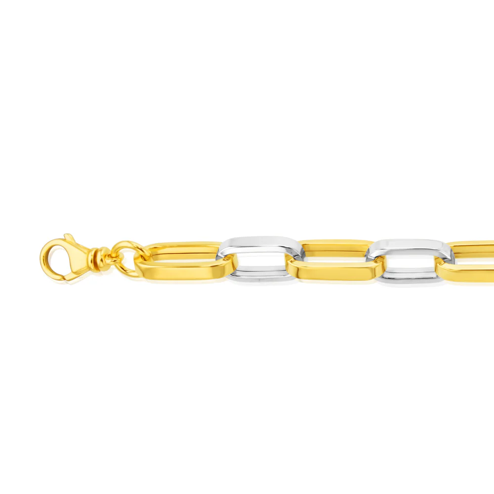 Sterling Silver Two Tone Paperclip 19+1cm Bracelet - Image 2