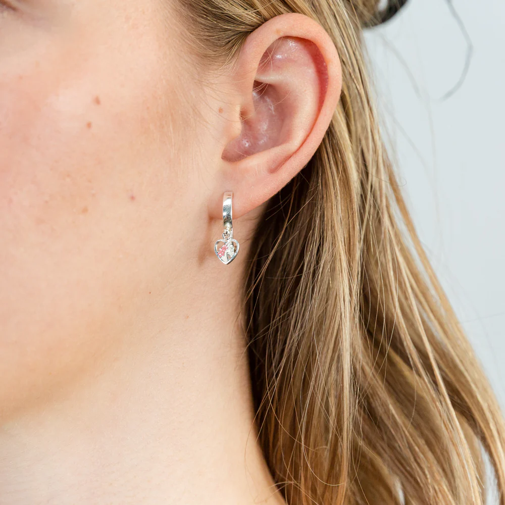 Sterling Silver Unicorn Heart On Hoop Earrings - Image 2