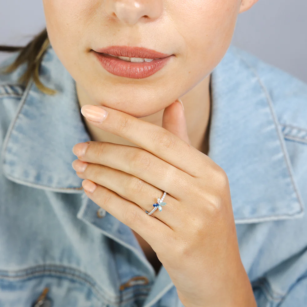 Sterling Silver White And Graduated Blue Cubic Zirconia Ring - Image 3