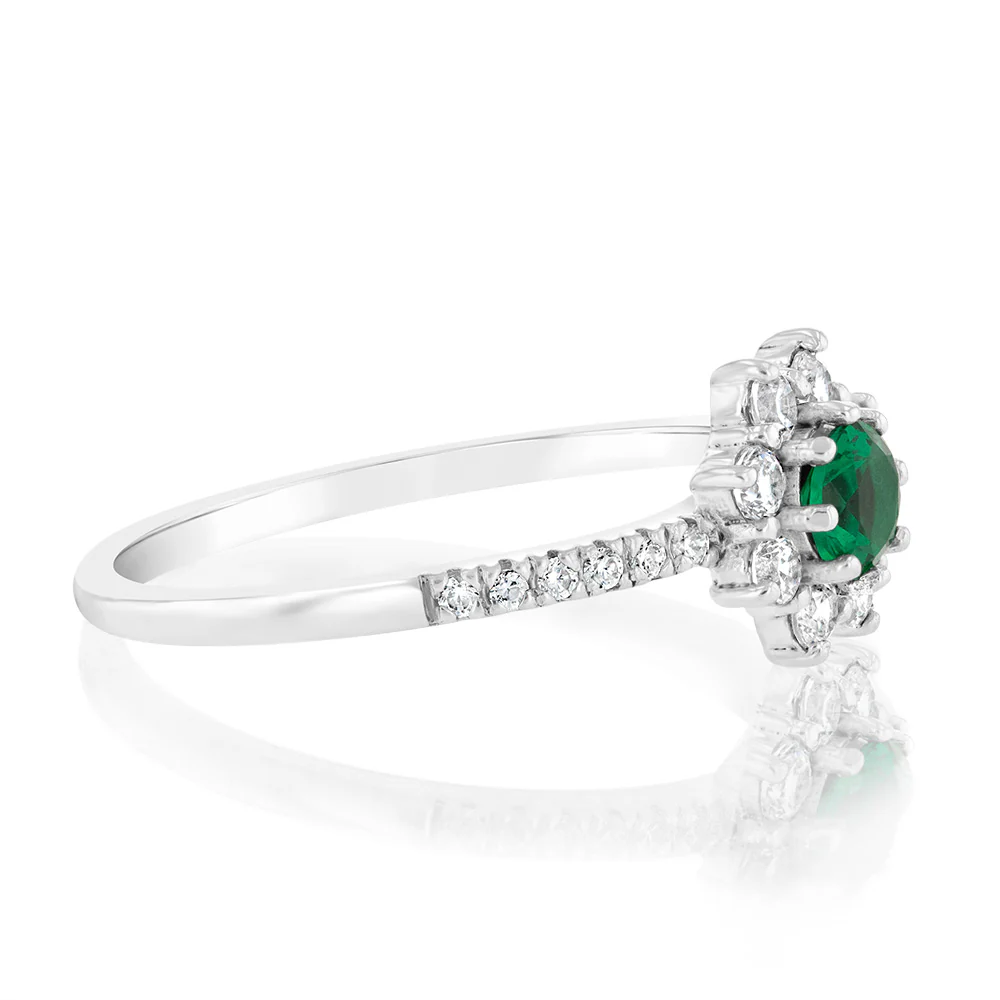 Sterling Silver White And Green Zirconia Ring - Image 2