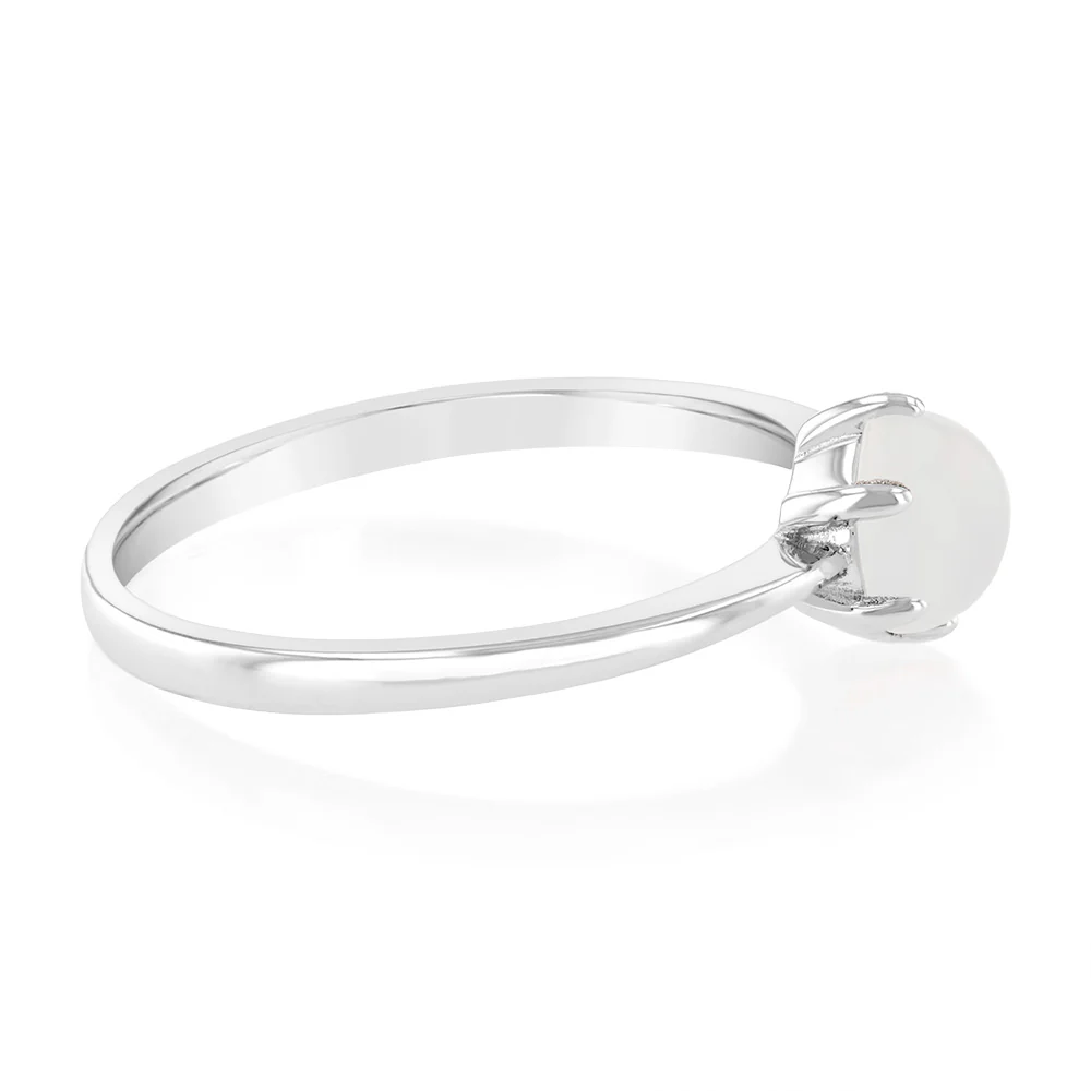 Sterling Silver White Created Opal Ring - Image 2