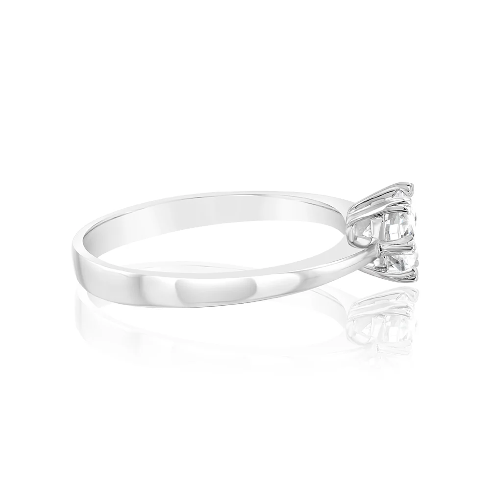 Sterling Silver White Cubic Zirconia 6 Claw Ring - Image 2