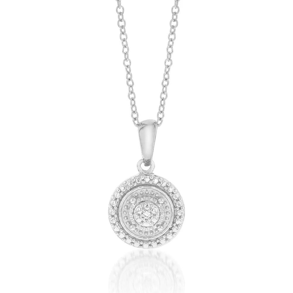 Sterling Silver With Diamond Round Shape Pendant
