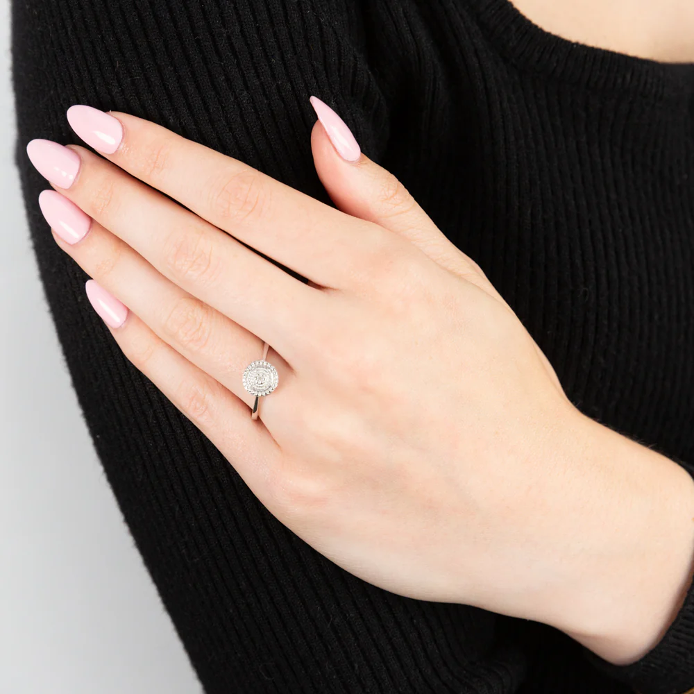 Sterling Silver With Diamond Round Shape Ring - Image 3