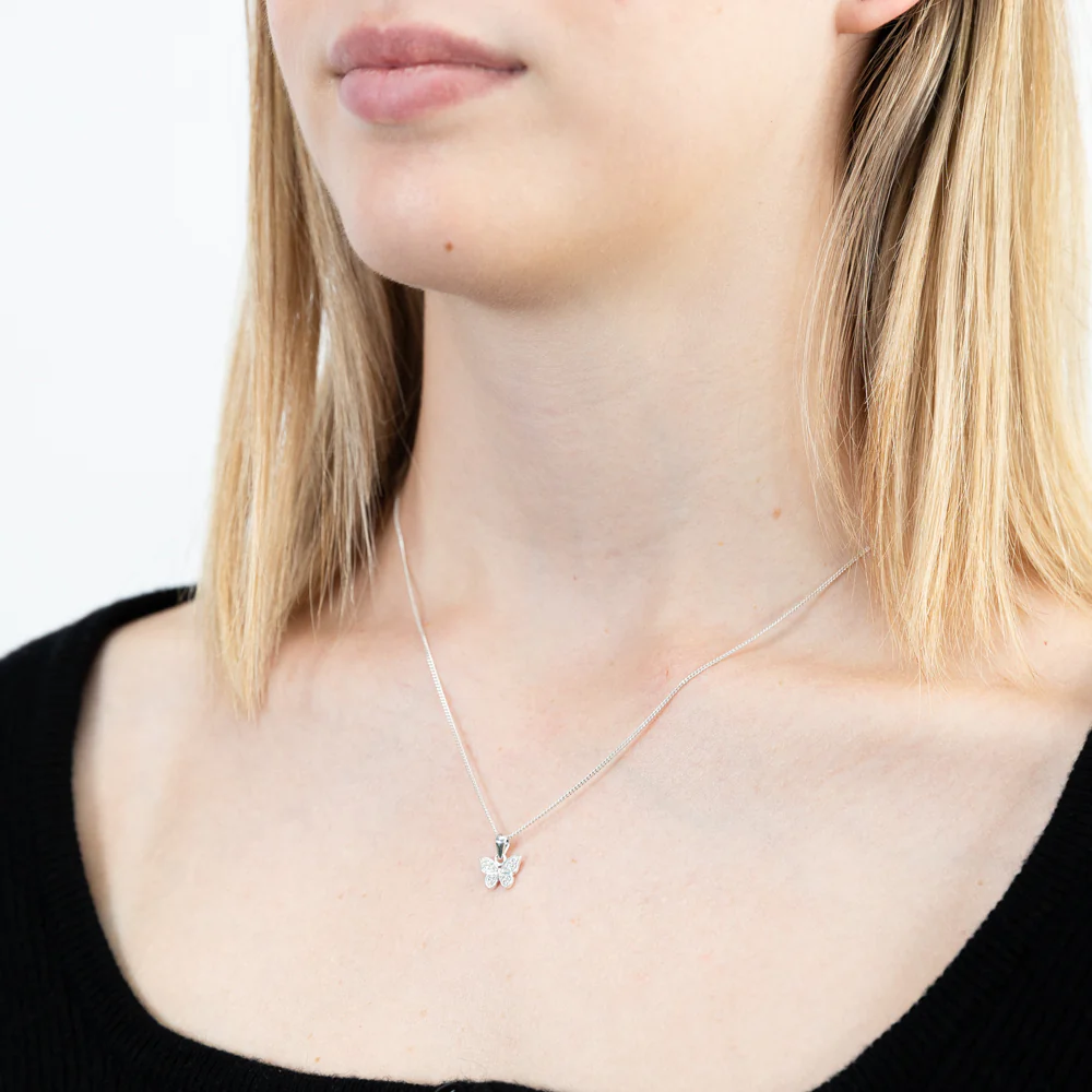 Sterling Silver Zirconia Butterfly Pendant - Image 2
