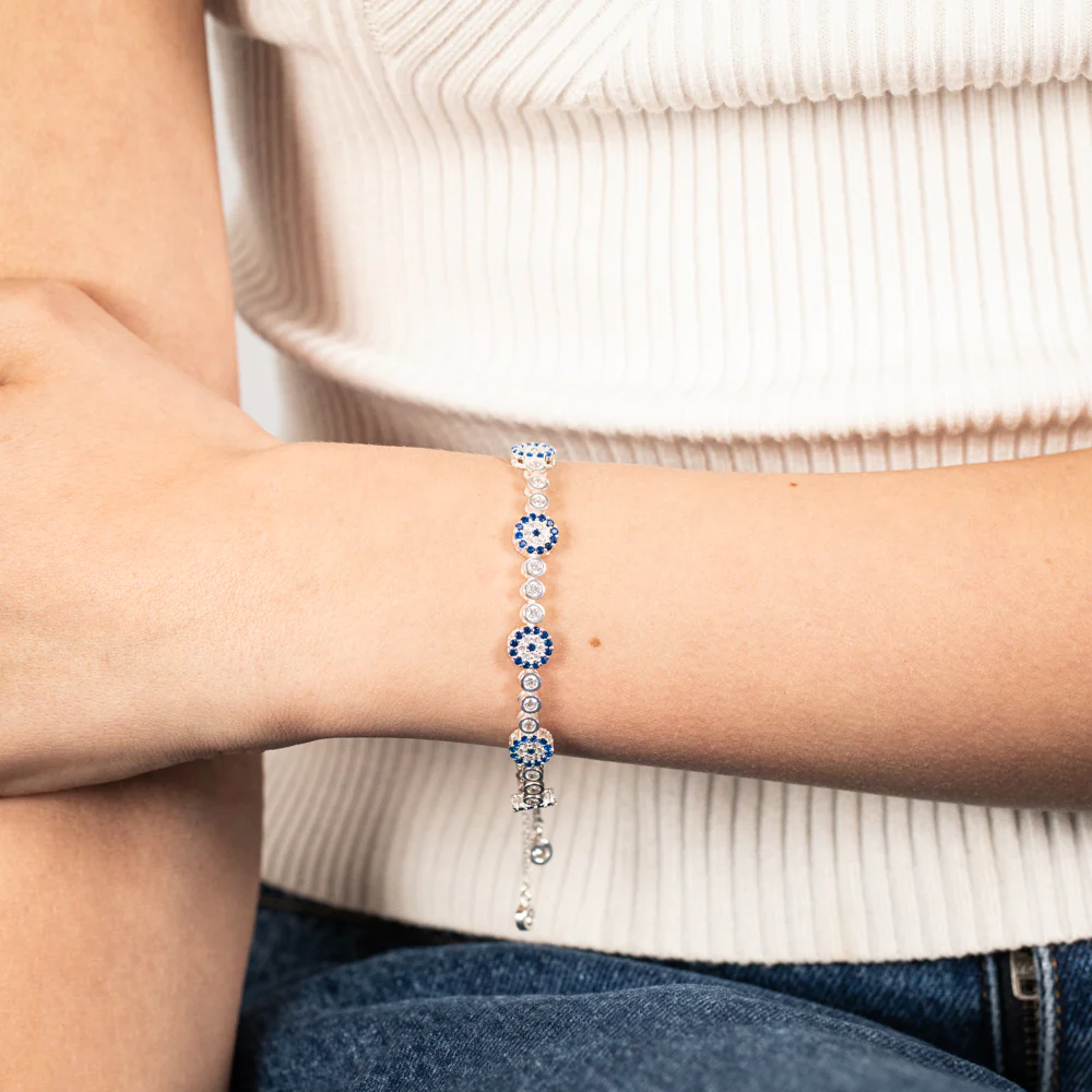 Sterling Silver Zirconia Fancy Adjustable 19cm Bracelet - Image 2