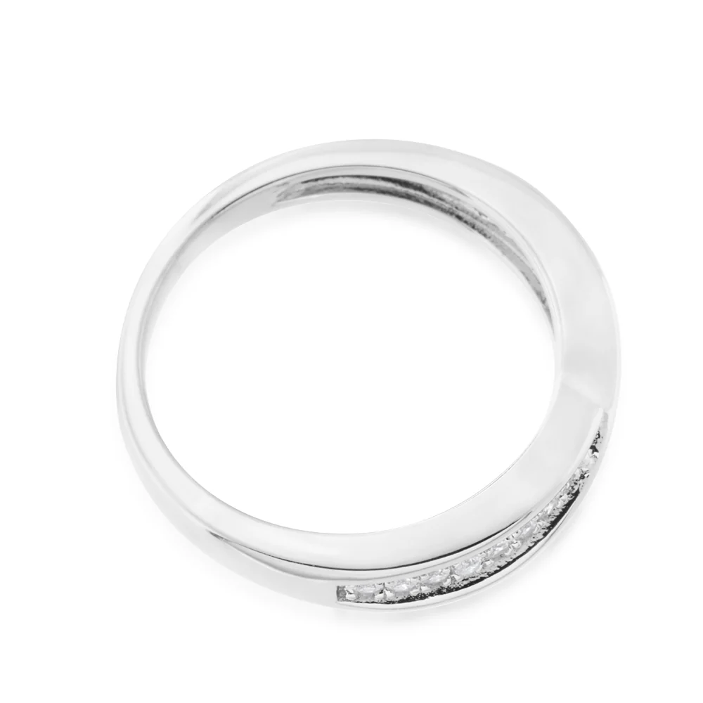 Sterling Silver Zirconia Fancy Crossover Ring - Image 2