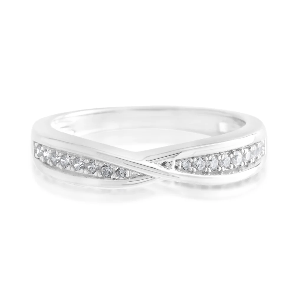Sterling Silver Zirconia Fancy Crossover Ring - Image 3