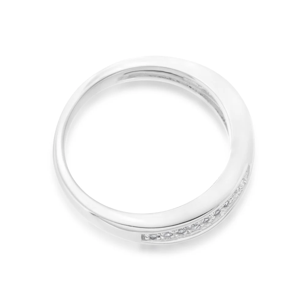 Sterling Silver Zirconia Fancy Crossover Ring - Image 4