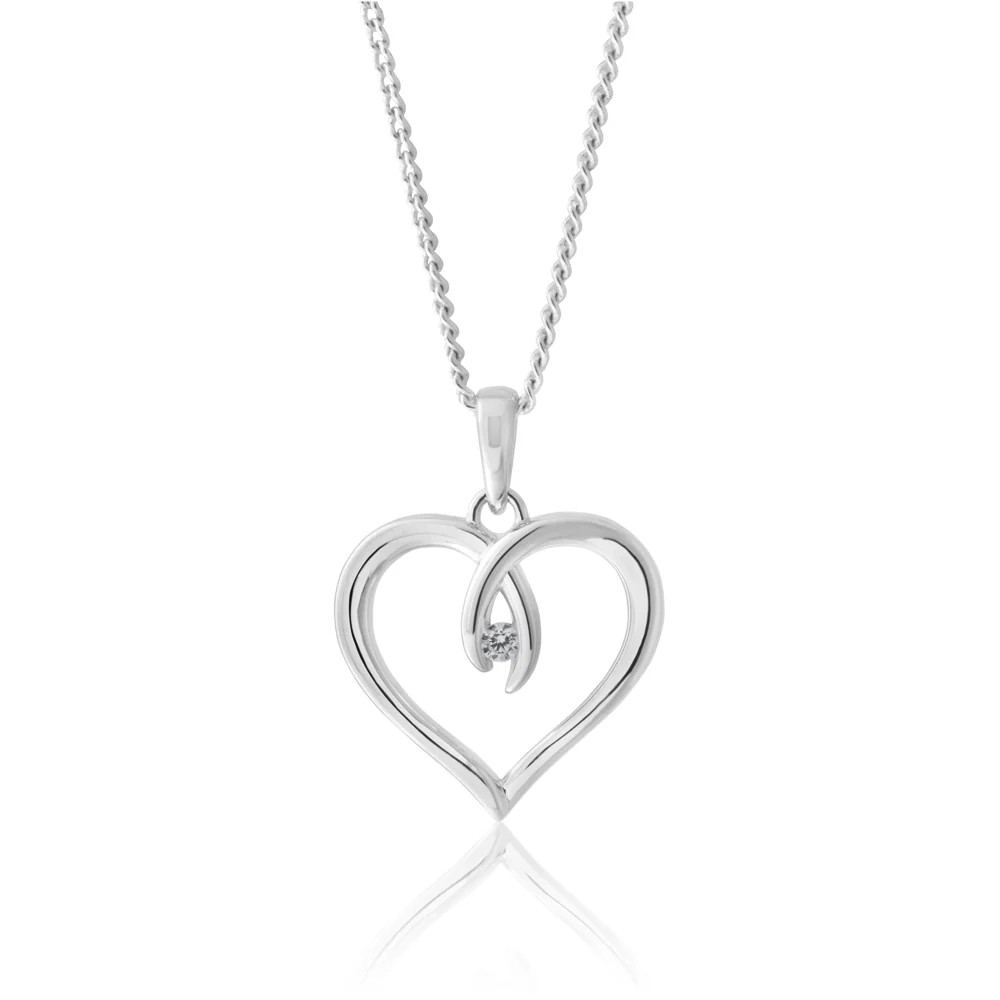 Sterling Silver Zirconia Fancy Heart Pendant - Image 2