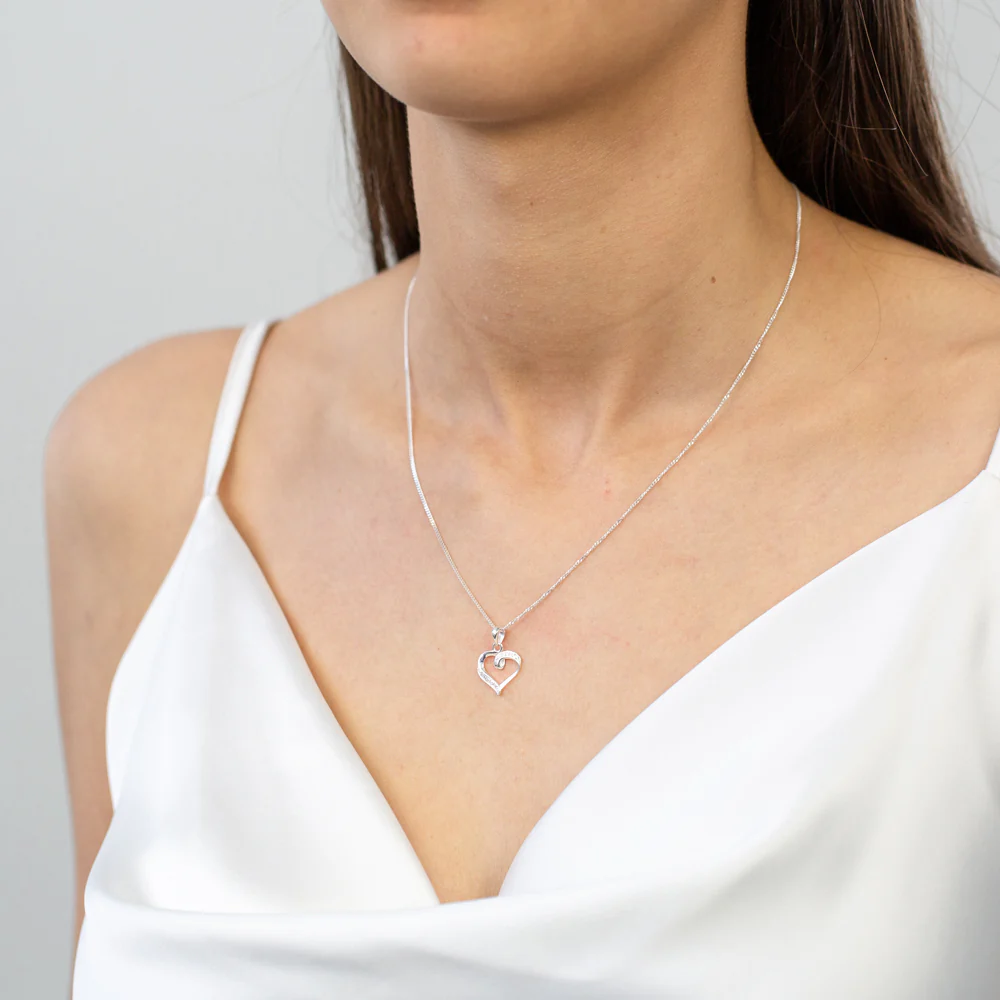 Sterling Silver Zirconia Fancy Heart Pendant - Image 2