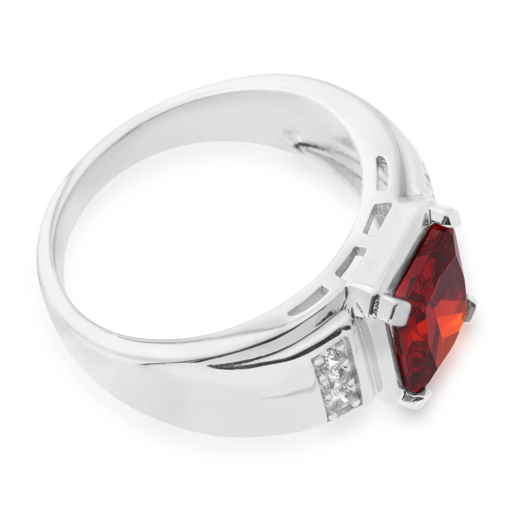 Sterling Silver Zirconia Gents Ring - Image 2