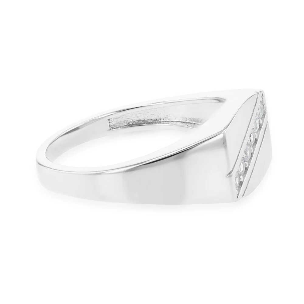 Sterling Silver Zirconia Mens Ring - Image 2