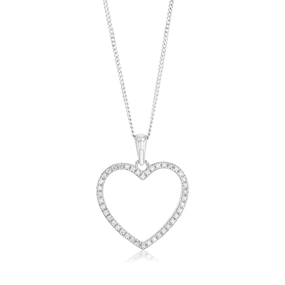 Sterling Silver Zirconia Open Heart Pendant