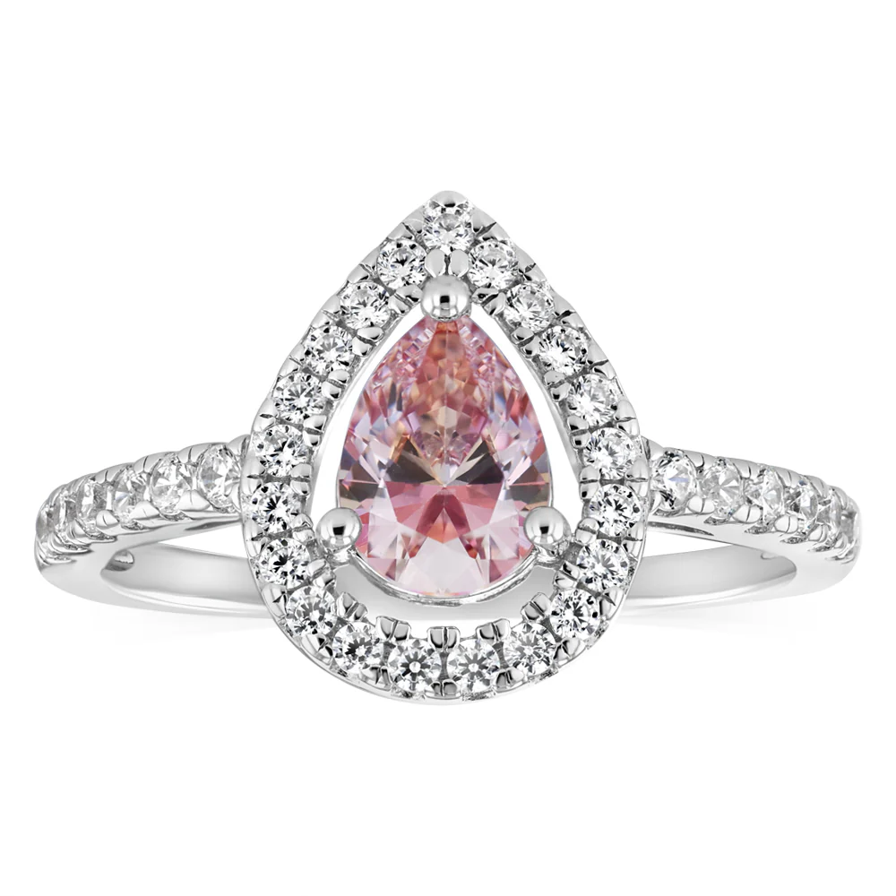 Sterling Silver Zirconia Pear Ring