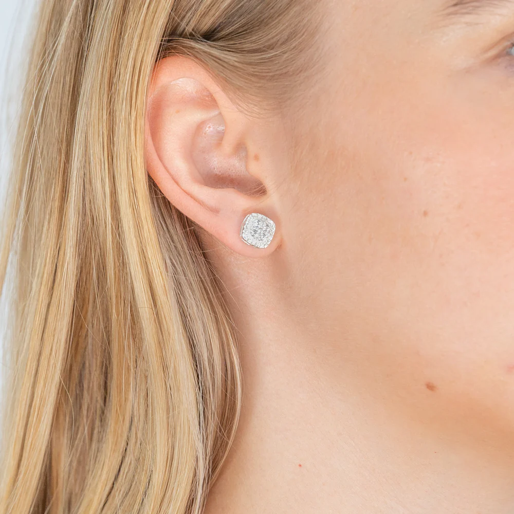 Sterling Silver Zirconia Square Stud Earings - Image 2