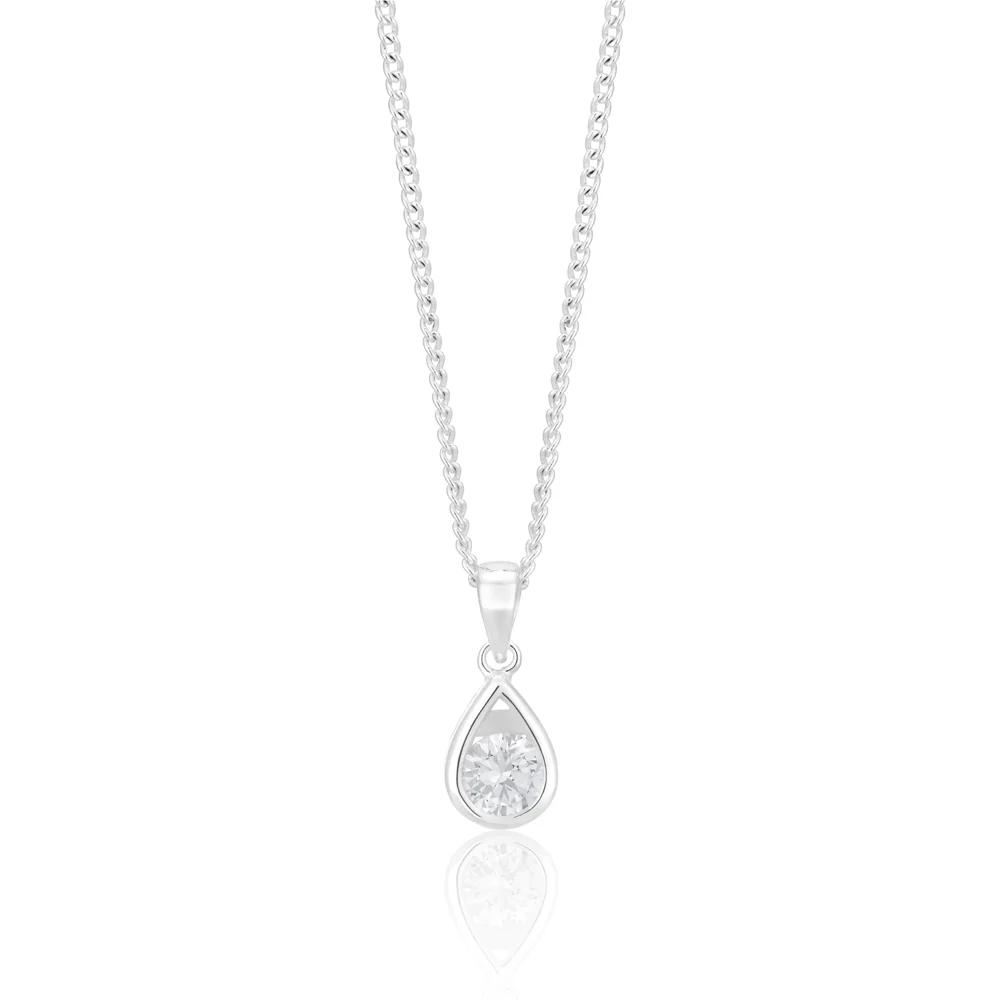 Sterling Silver Zirconia Teardrop Pendant